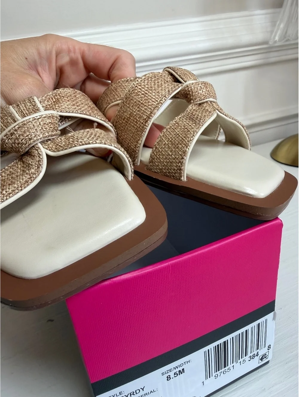 Vince Camuto NIB Women's Natural Multi Textured Slide Sandals Size 8.5M